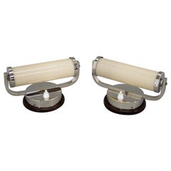 Pair of Art Deco / Functionalist / Bauhaus Wall Lamps, 1930s, Restored