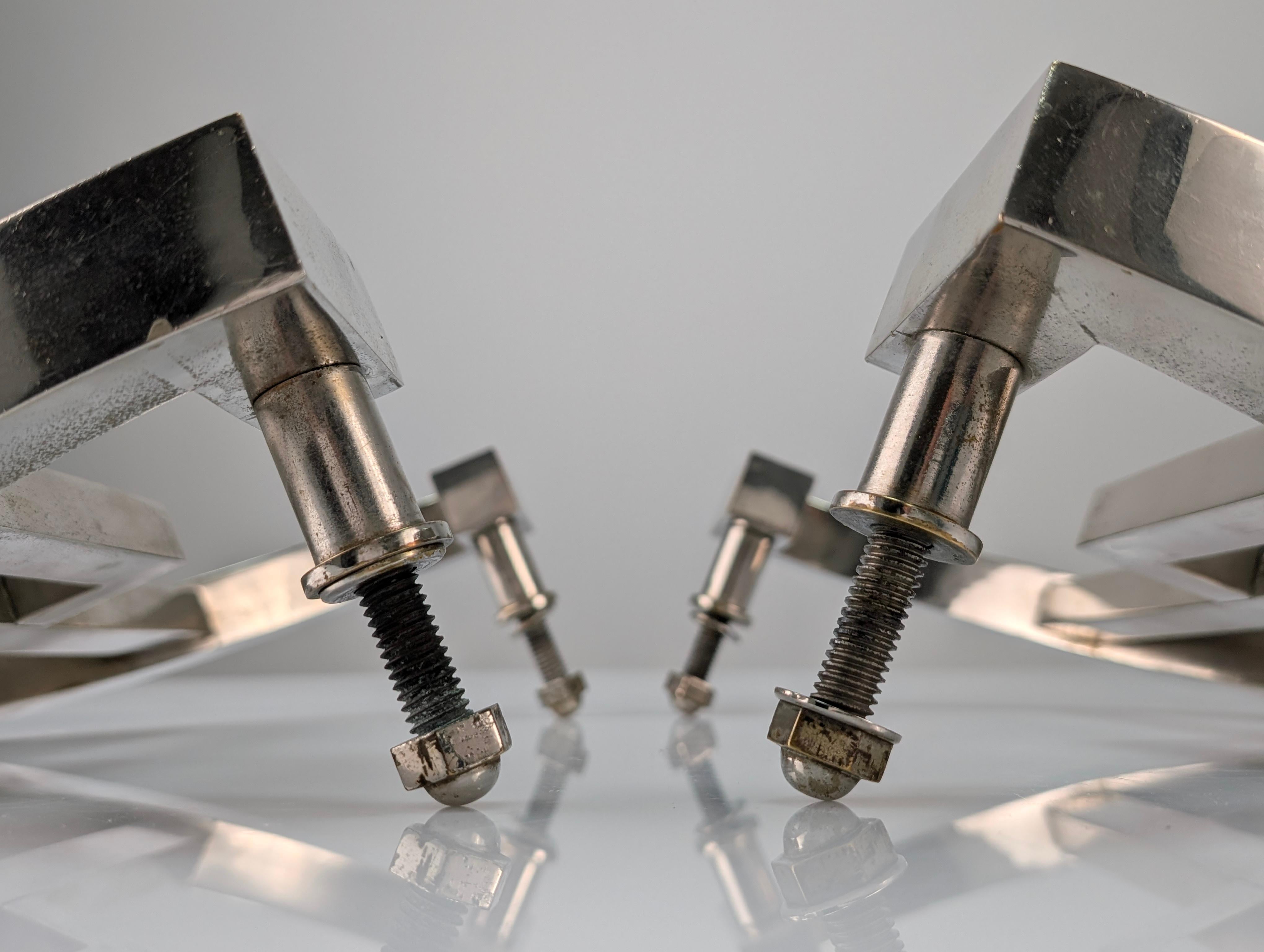 Coppia di maniglie per porte cromate in stile Art Déco, anni '20 in vendita 1