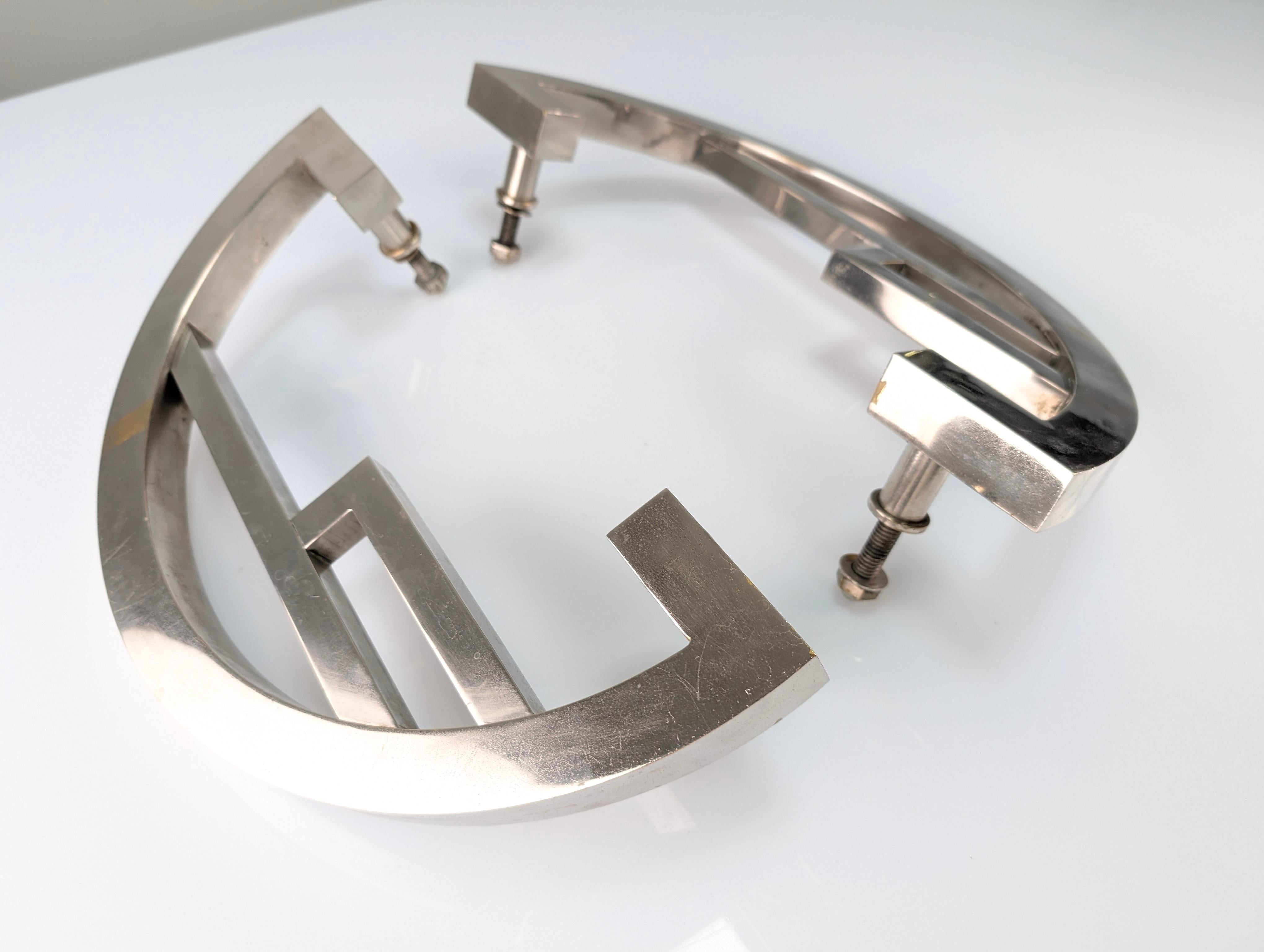 Coppia di maniglie per porte cromate in stile Art Déco, anni '20 in vendita 2