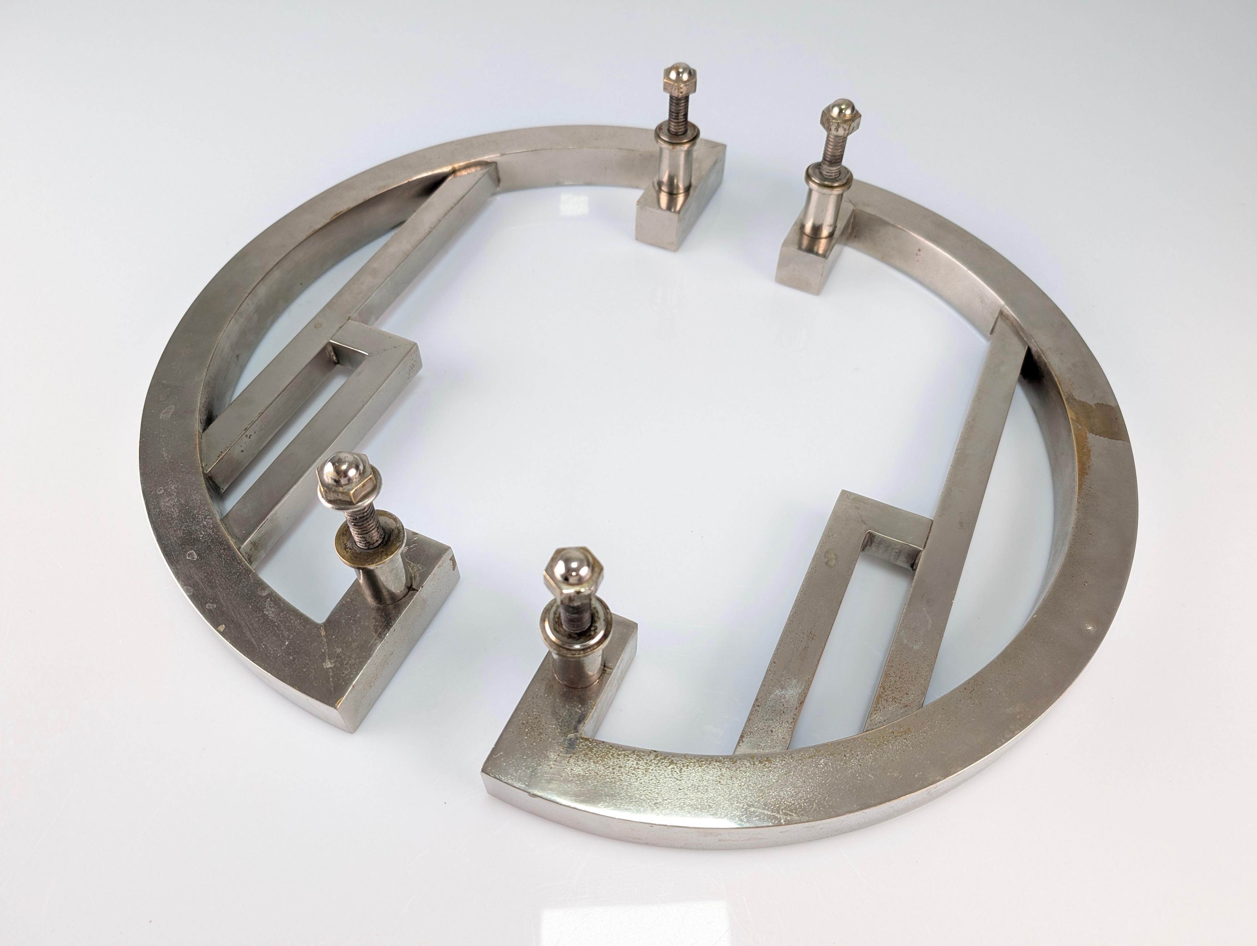 Coppia di maniglie per porte cromate in stile Art Déco, anni '20 in vendita 3