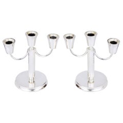 Coppia di candelabri d'argento tedeschi Art Déco