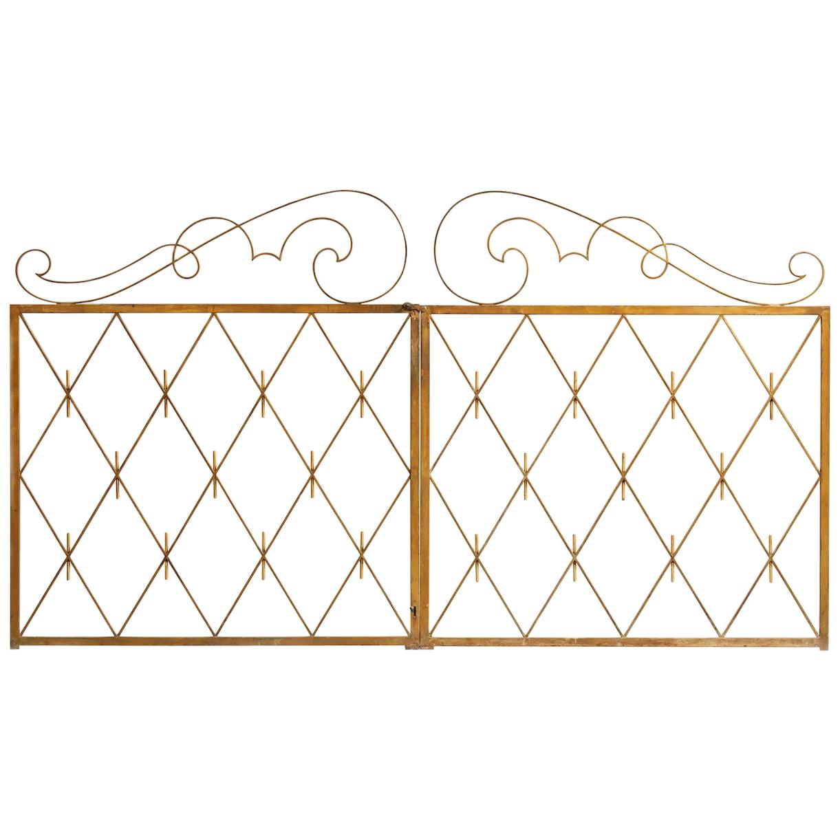 Pair of Art Deco Gilded Iron Gates, France, 1940s