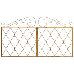 Antique Pair of Art Deco Gilded Iron Gates, France, 1940s