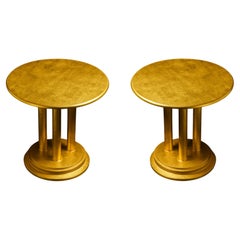 Paire de  Tables Art Déco en châtaignier doré, 20e siècle