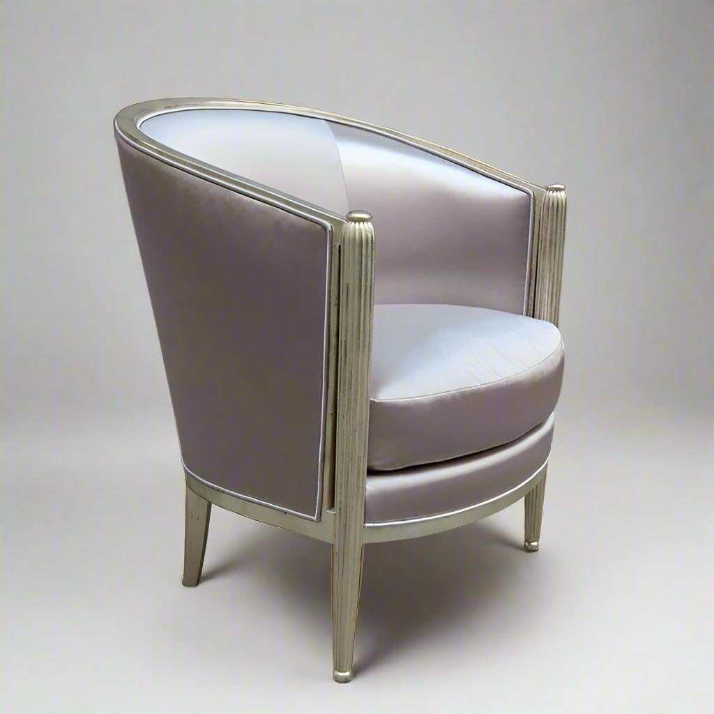 French Pair of Art Deco Giltwood Armchairs For Sale