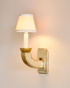 Pair of Art Deco Giltwood Relief Wall Sconces