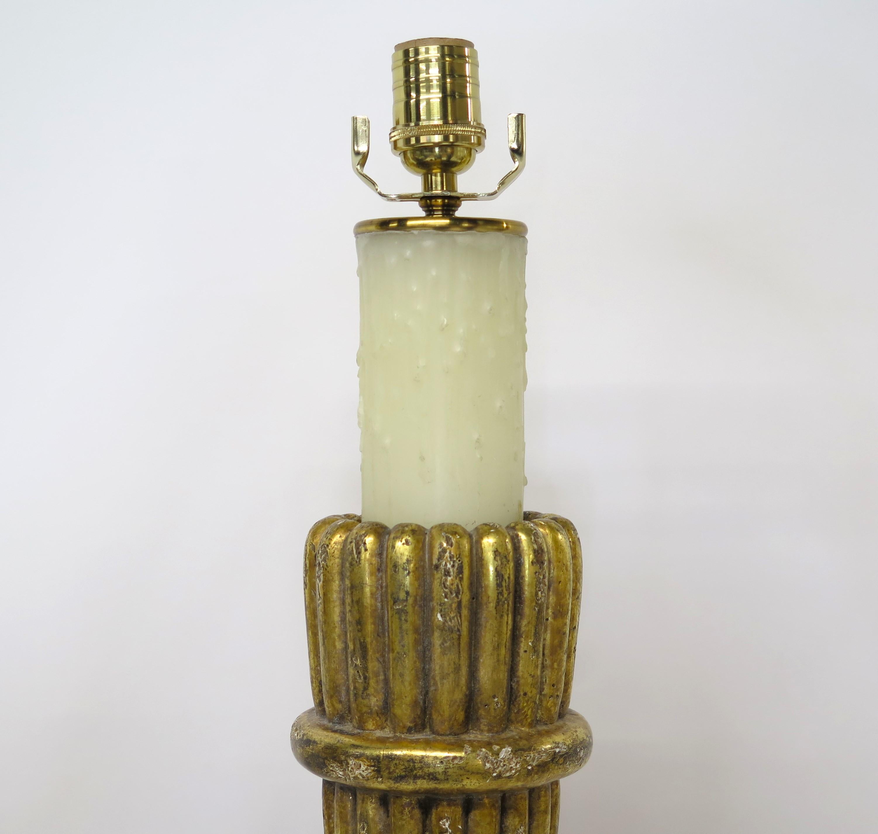 Pair of Art Deco Giltwood Sconces in the Form of Stylized Wall Torches For Sale 6