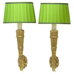 Antique Pair of Art Deco Giltwood Sconces in the Form of Stylized Wall Torches