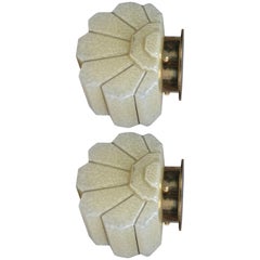 Pair of Art Deco Glass and Brass Sconces
