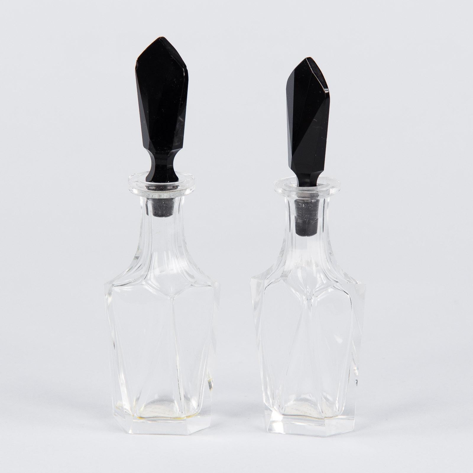 Pair of Art Deco Glass Baccarat Perfume Bottles, France, 1920s 7