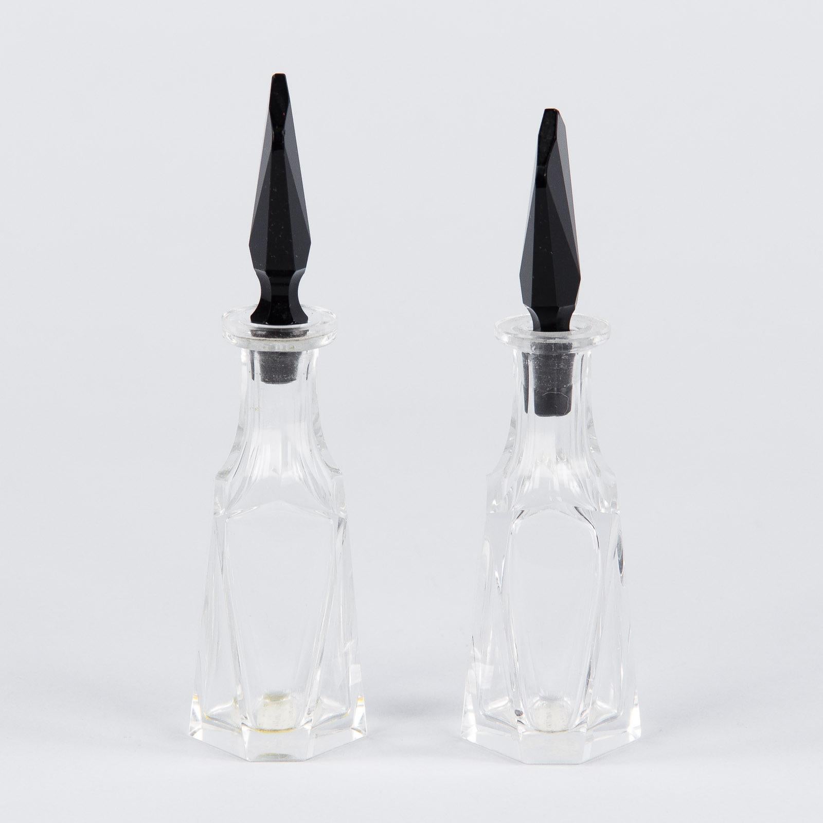 Pair of Art Deco Glass Baccarat Perfume Bottles, France, 1920s 8