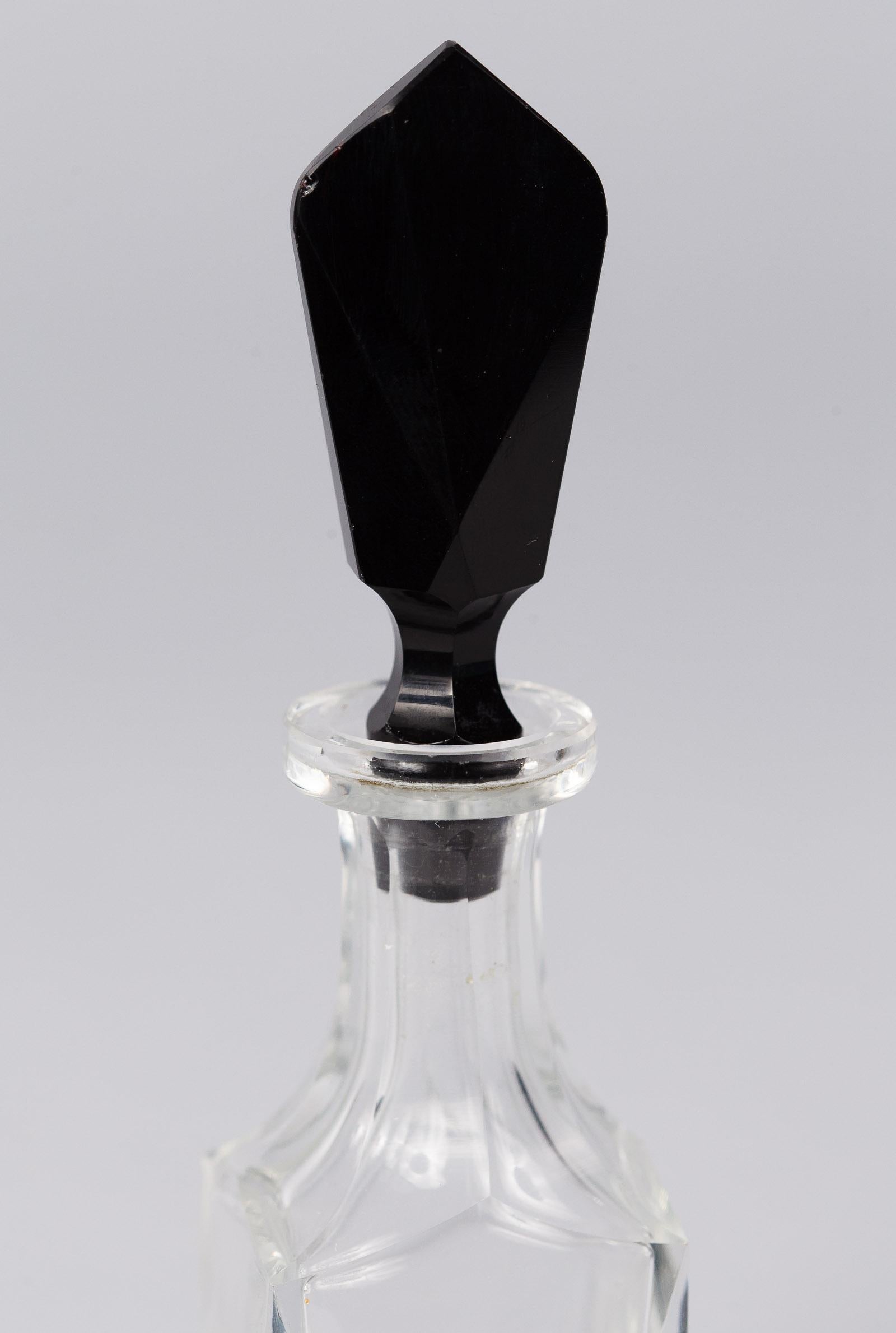 Pair of Art Deco Glass Baccarat Perfume Bottles, France, 1920s 3