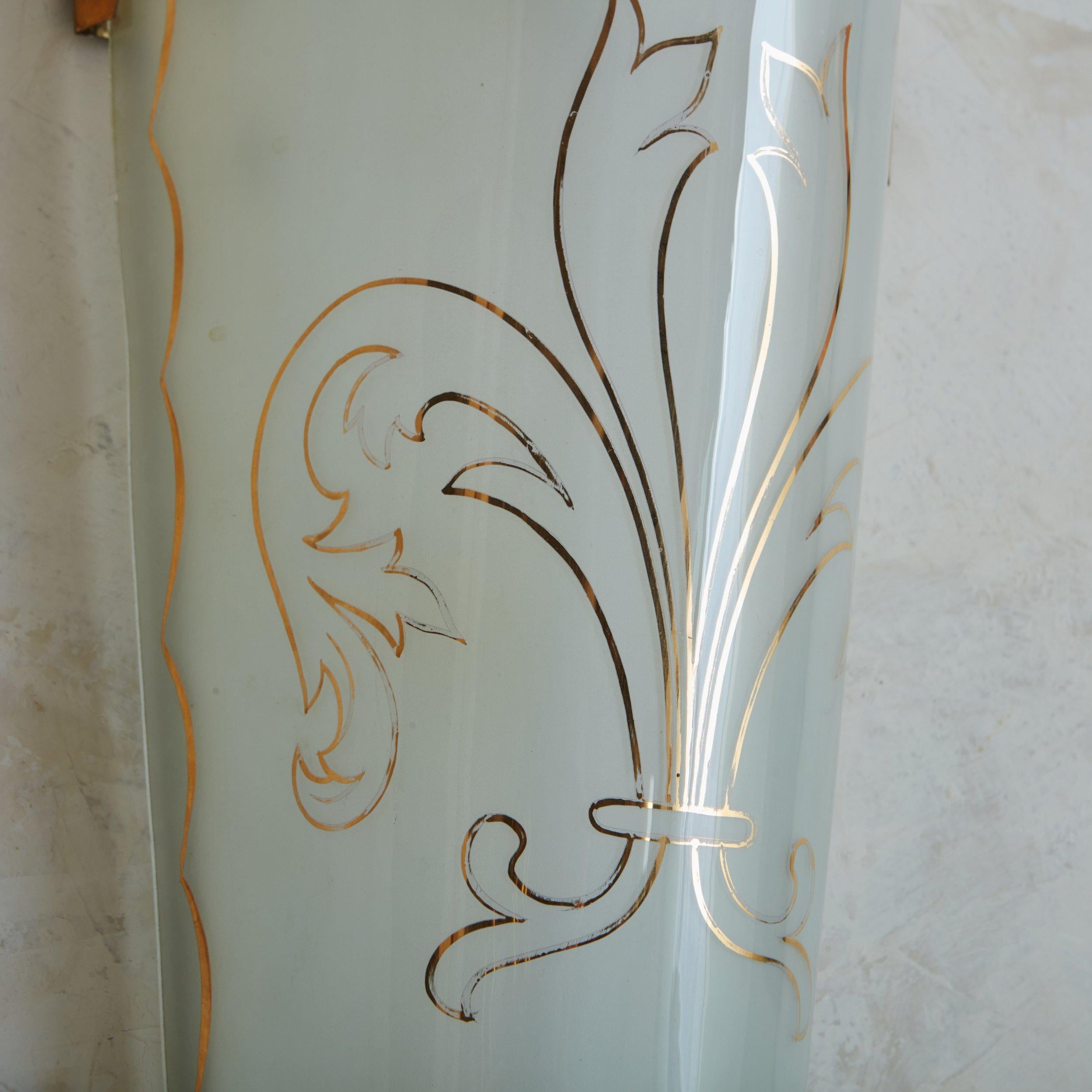 Pair of Art Deco Glass + Brass Sconces, France 1930s For Sale 1