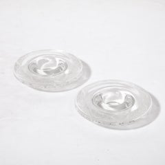 Coppia di vetri Art Deco  Portacandele con motivo a vite firmato R. Lalique