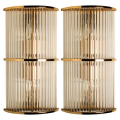 Pair of Art Deco Glass Rod Sconces in Style of the Sciolari, 1970