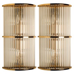 Pair of Art Deco Glass Rod Sconces in Style of the Sciolari, 1970