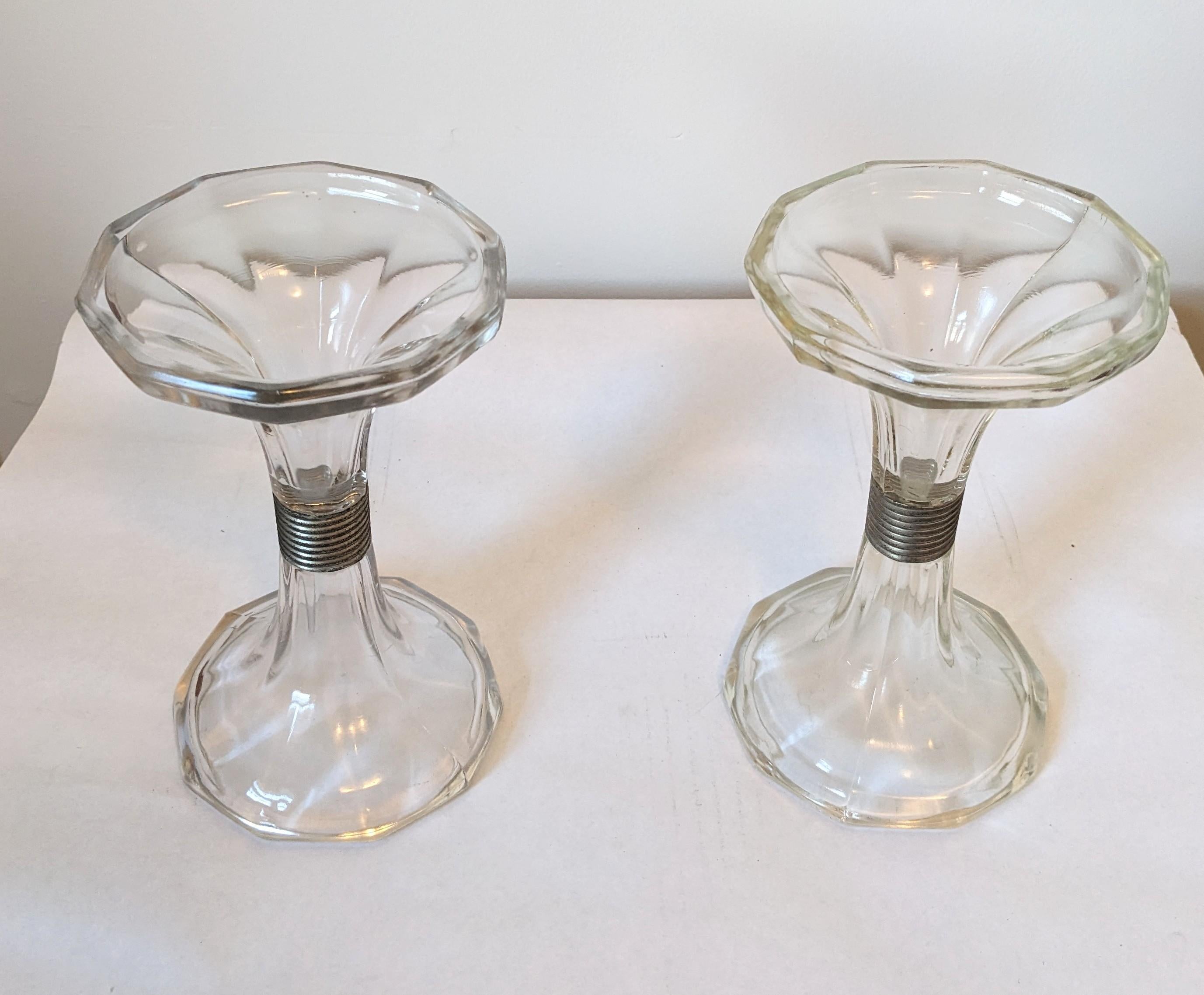 Par de Soportes de Estantería de Cristal Art Decó Estadounidense en venta
