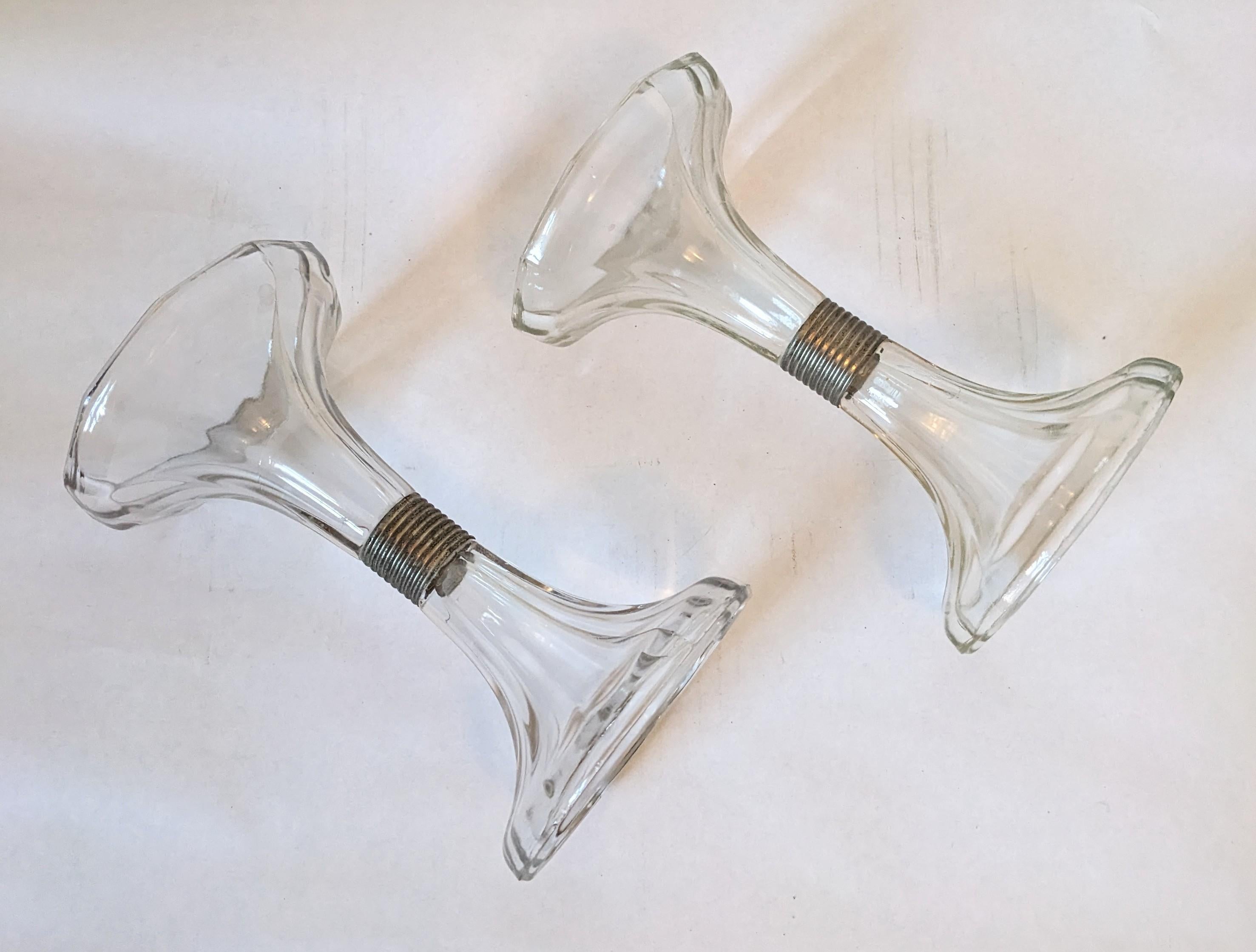 Par de Soportes de Estantería de Cristal Art Decó mediados del siglo XX en venta