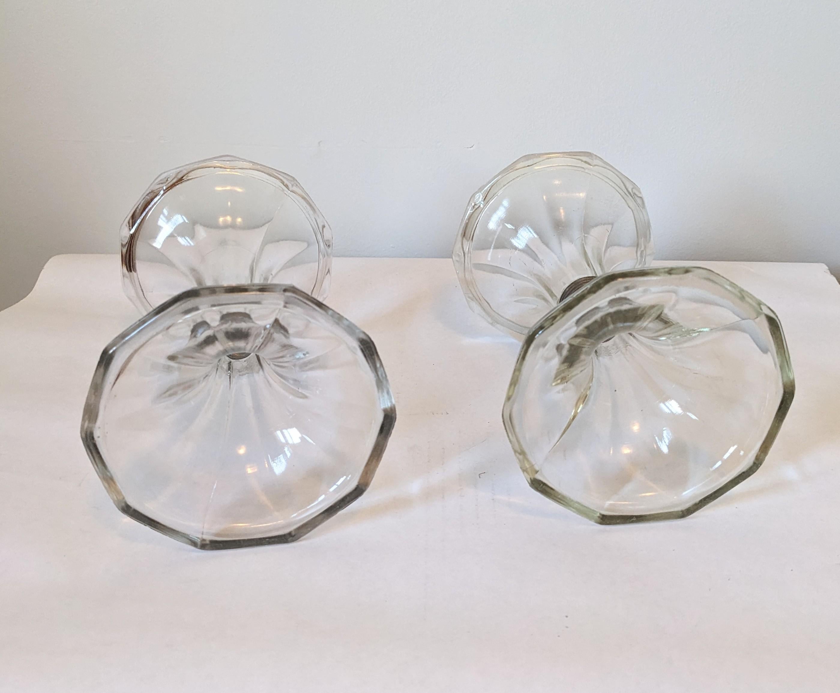 Par de Soportes de Estantería de Cristal Art Decó Vidrio en venta