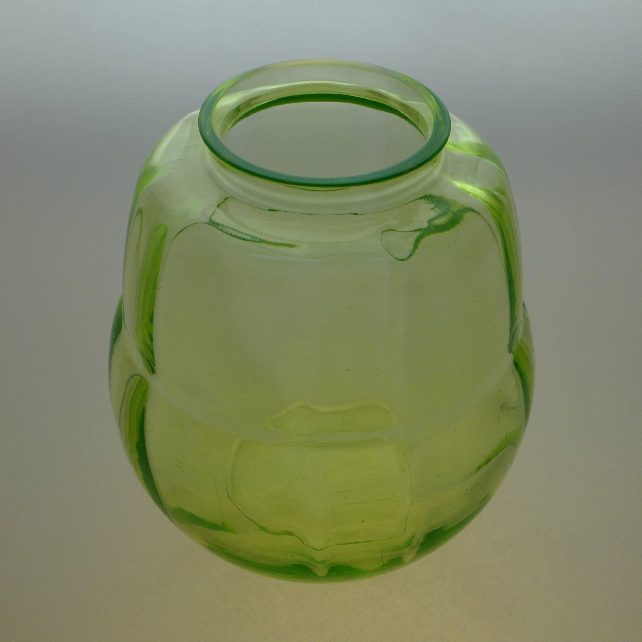 Mid-20th Century Pair of Art Deco Glass Vases For Sale