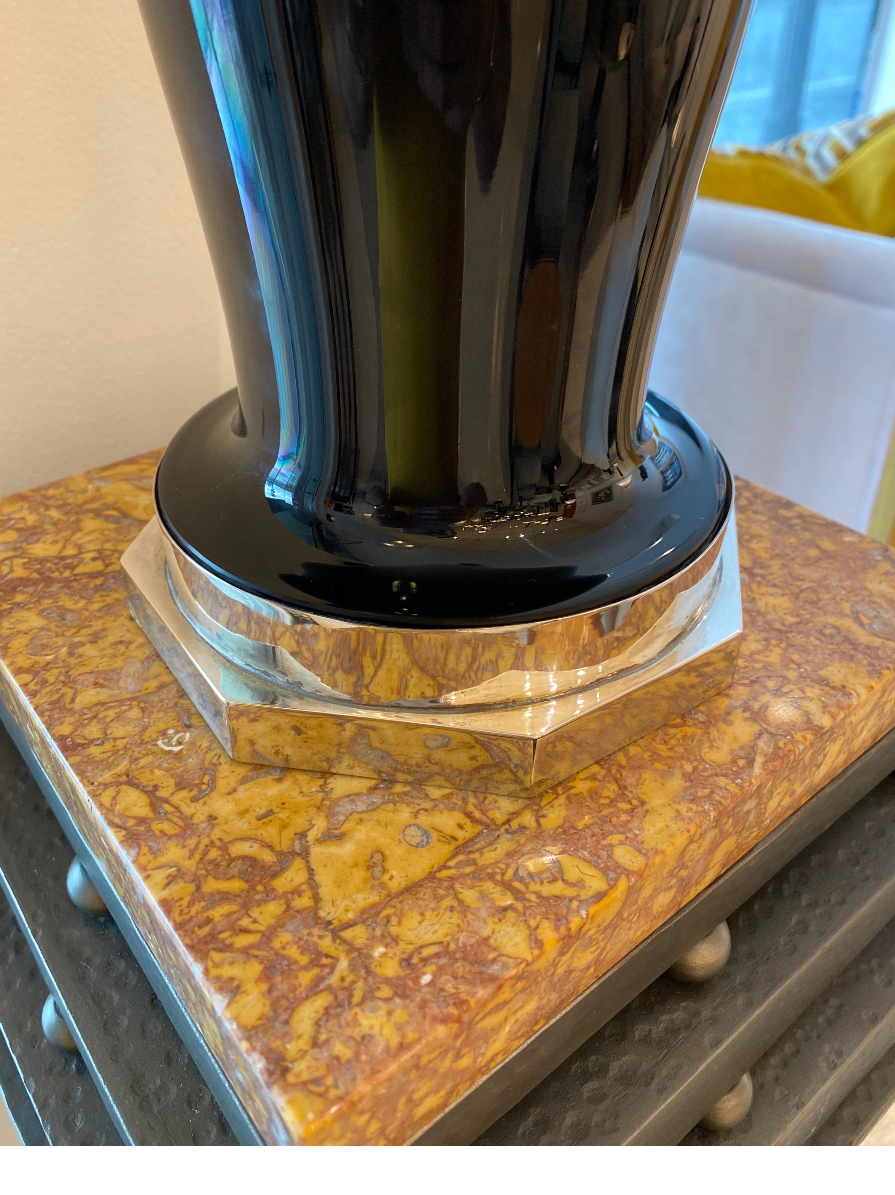  Art Deco Black Glass Vases In Good Condition For Sale In Miami, FL