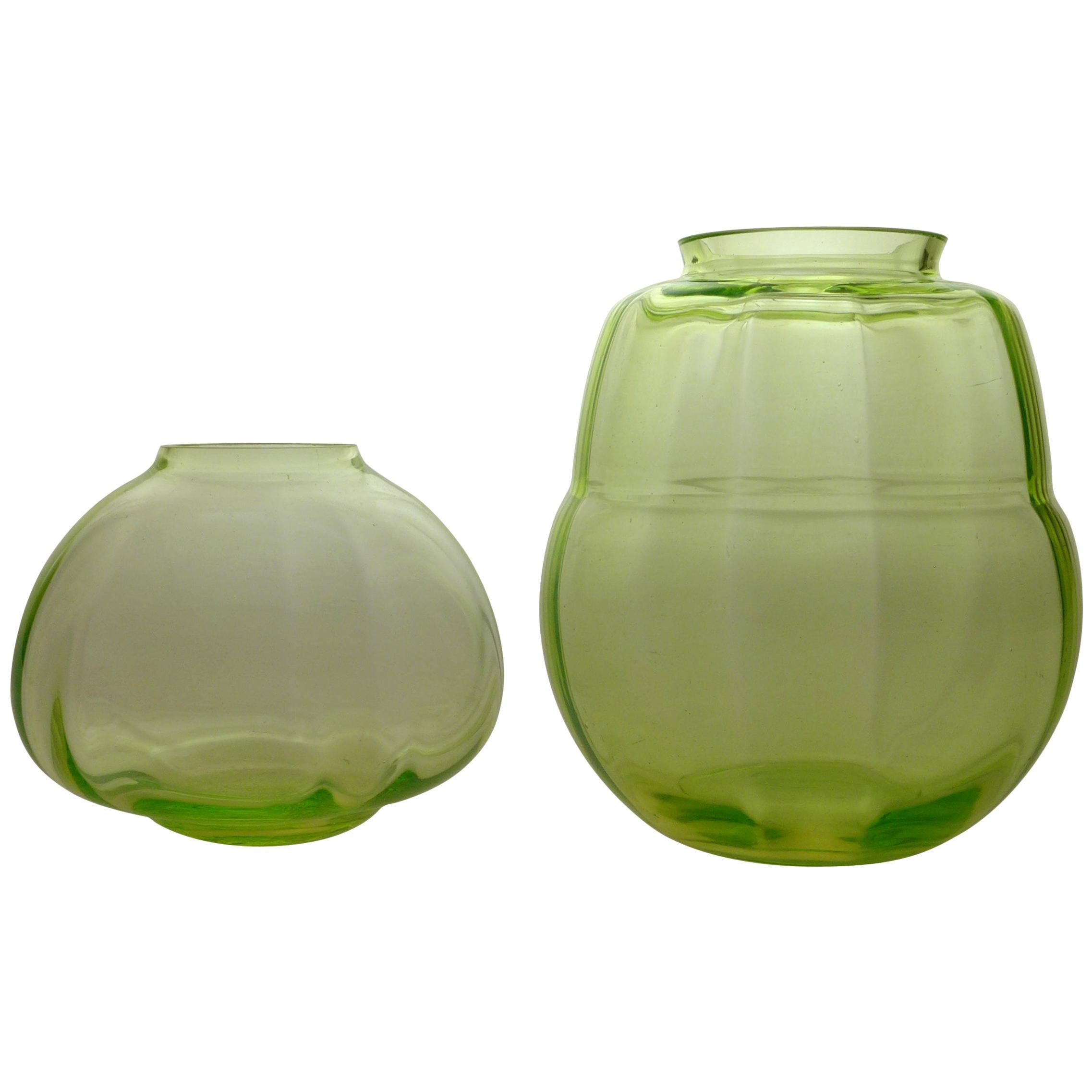 Pair of Art Deco Glass Vases For Sale