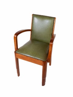 Pair Of Art Deco Green Armchairs, 20th Century