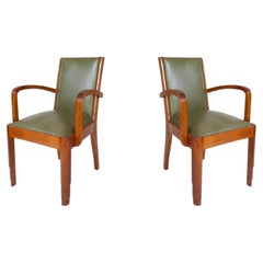 Pair Of Art Deco Green Armchairs, 20th Century