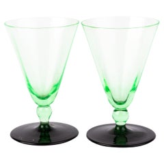 Pair of Art Deco Green Cocktail Glasses