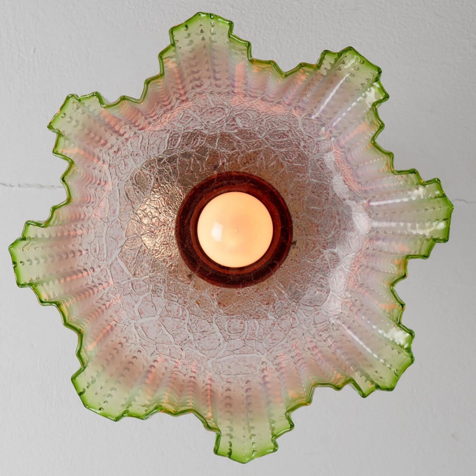 Paire de The Artful Green Green Pink Skirt-shaped Glass and Brass Lights, 1930 1
