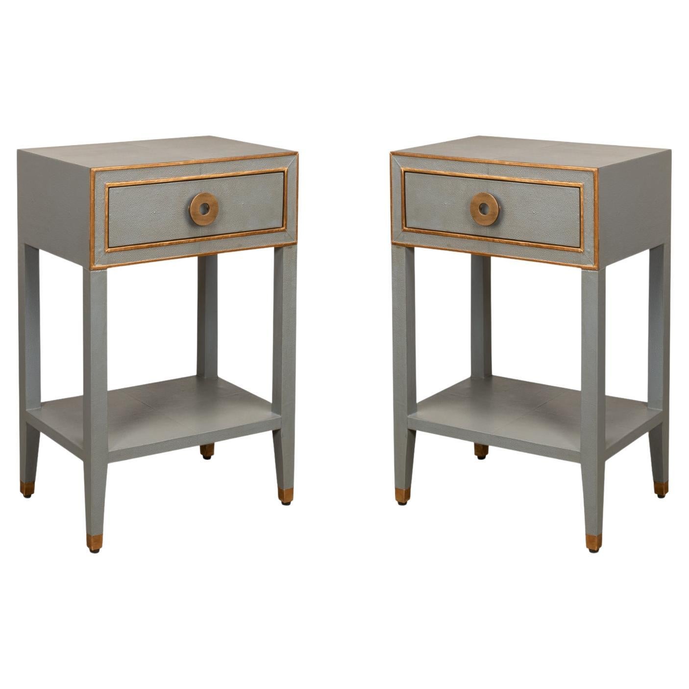 Pair of Art Deco Grey Nightstands