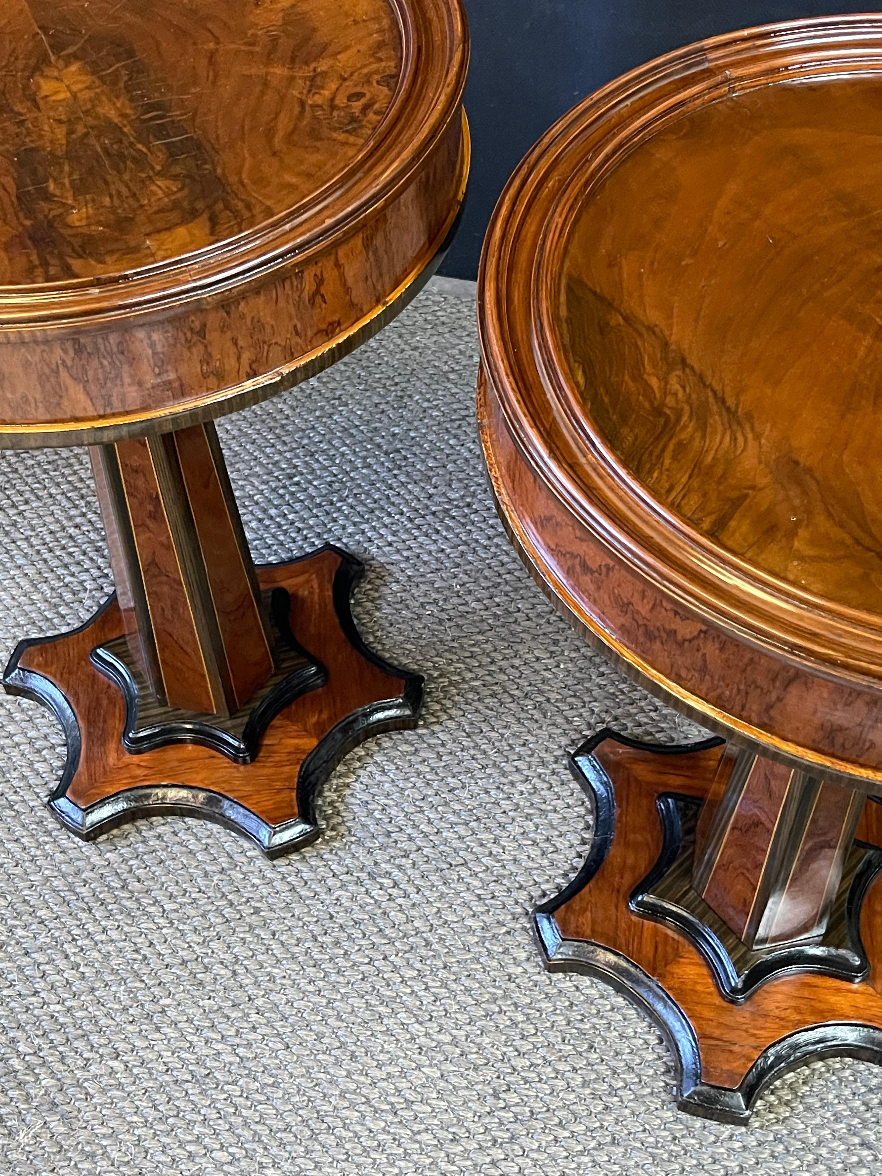 Ebonized Pair of Art Deco Gueridon Tables For Sale