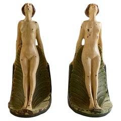 Pair of Art Deco Hand Painted Plaster Bookends