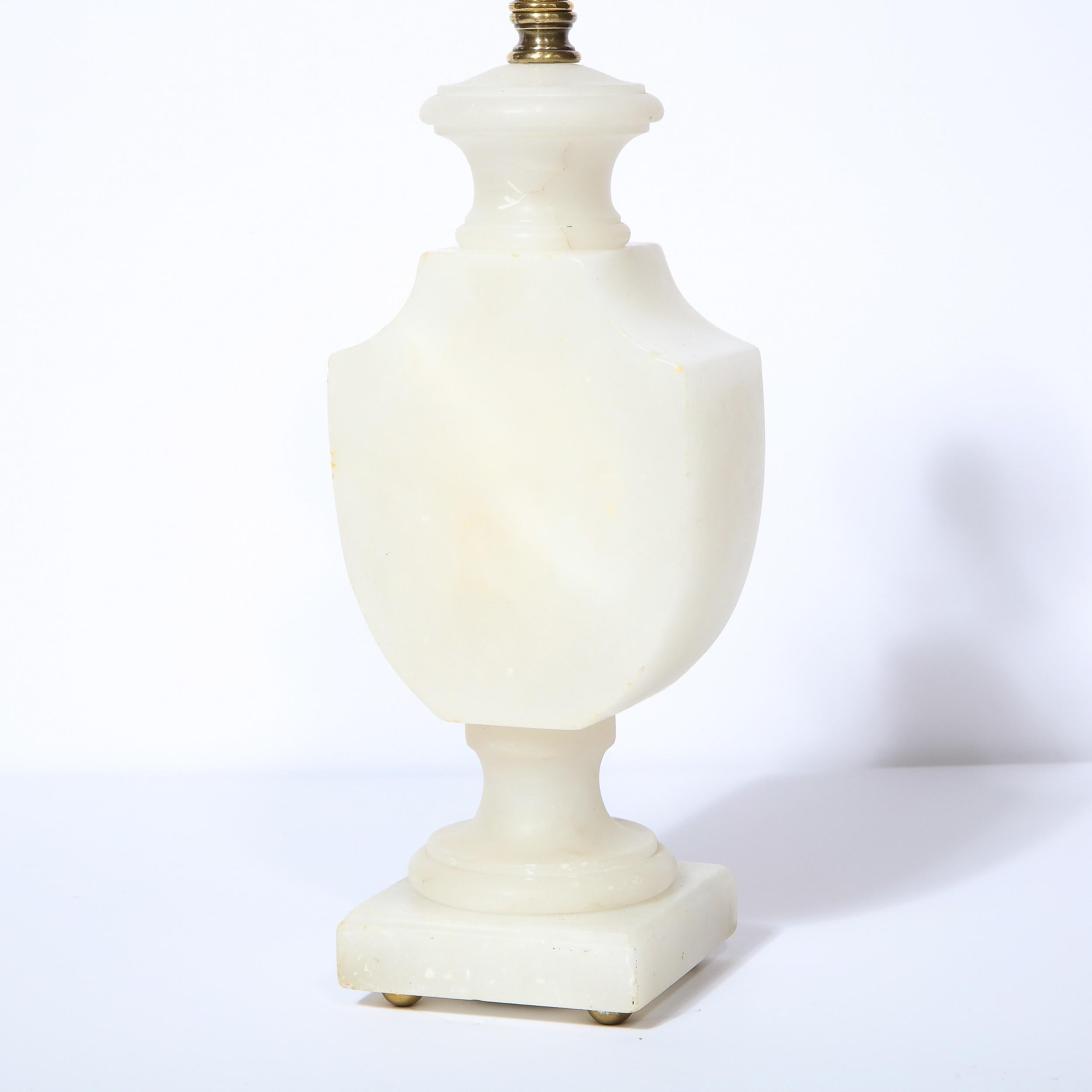 Hollywood-Alabaster-Tischlampen im Art-déco-Stil mit Bronze-Pantoletten-Finials, Paar im Angebot 2