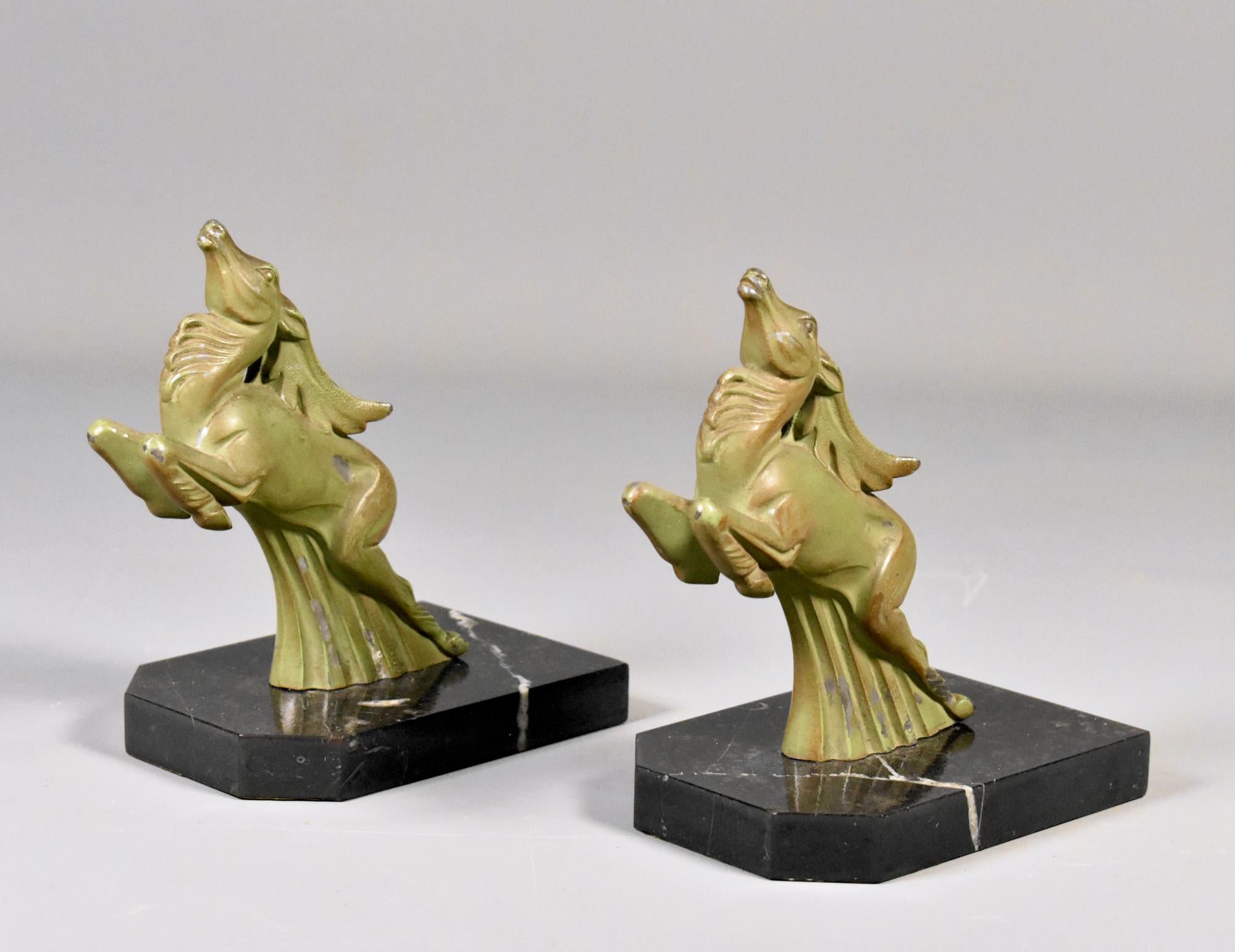 20th Century Pair of Art Deco Ibex Bookends signed Franjou (Hippolyte Moreau) For Sale