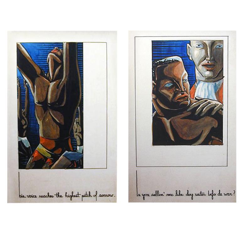 Pair of Art Deco Illustrations, "Slave Story" by Fred Pendexter