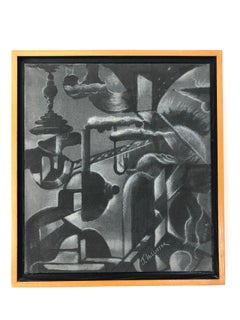 Pareja de cuadros de escenas industriales art déco, firmados J. Hollister