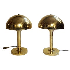 Pair of Art Deco Inspired Brass Mushroom Lamps, Austria 1970s