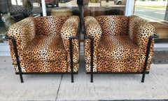 Pair of Art Deco Inspired Club Chairs in "Leopard"