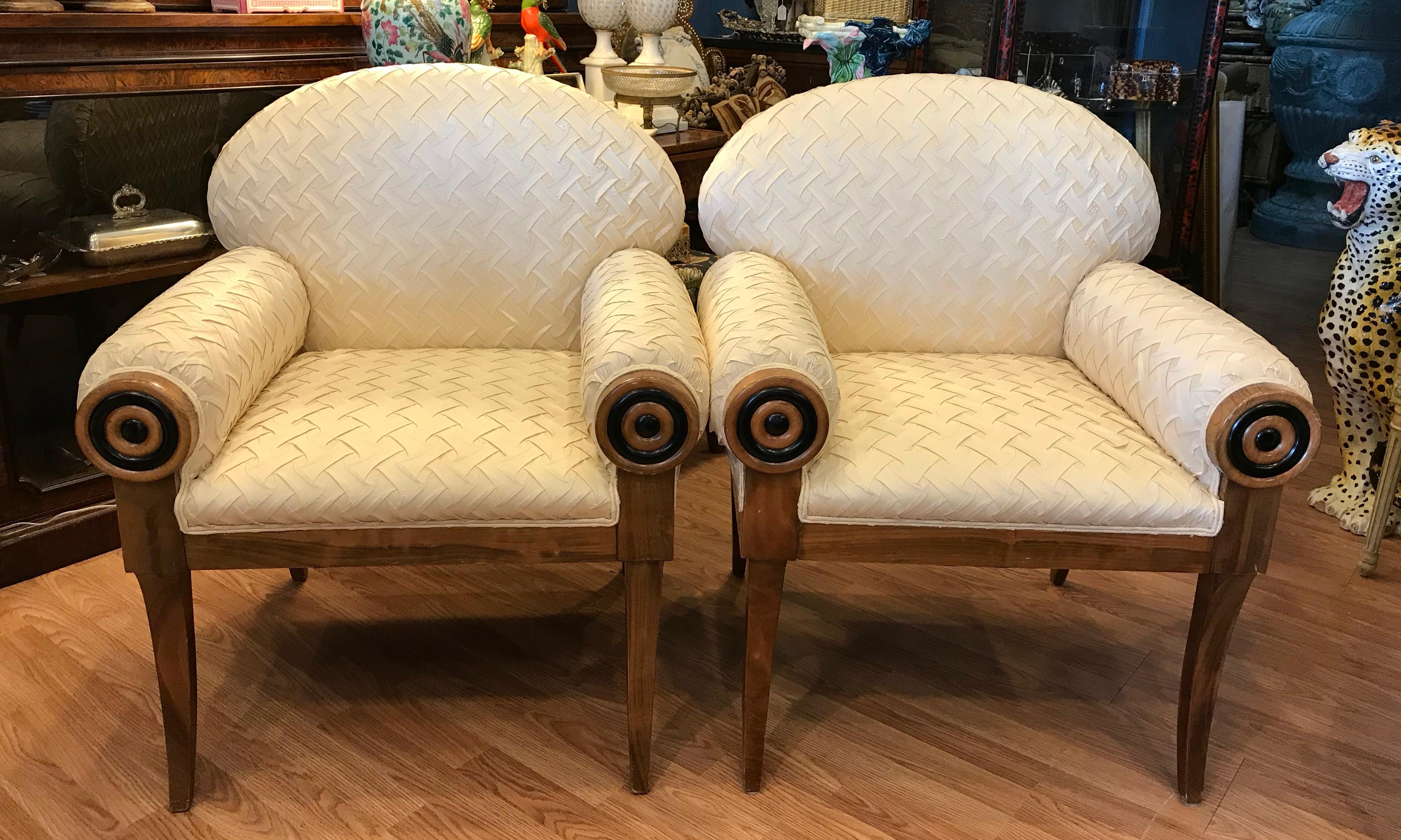 American Pair of Art Deco Inspired Midcentury Club Chairs