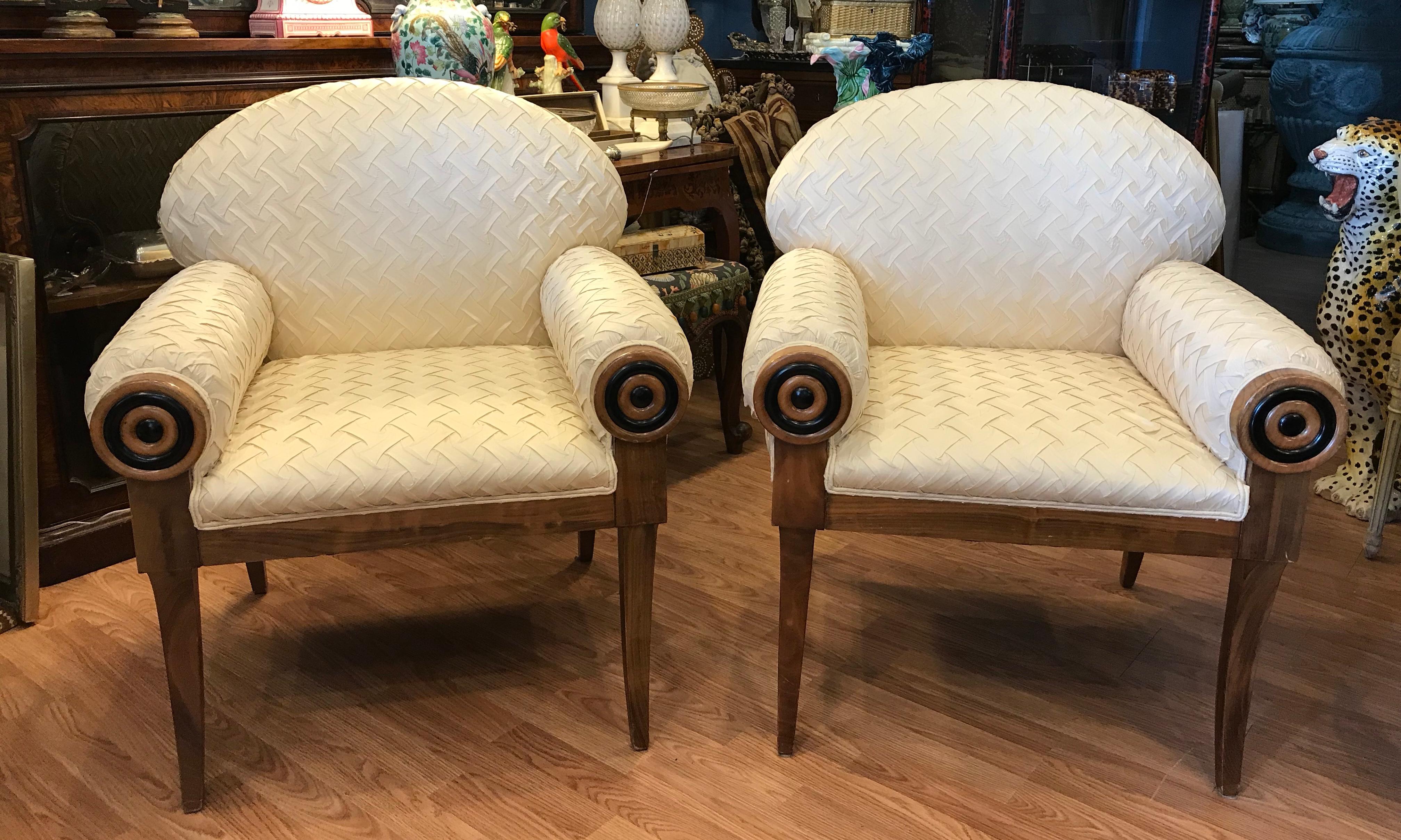 Pair of Art Deco Inspired Midcentury Club Chairs In Good Condition In West Palm Beach, FL