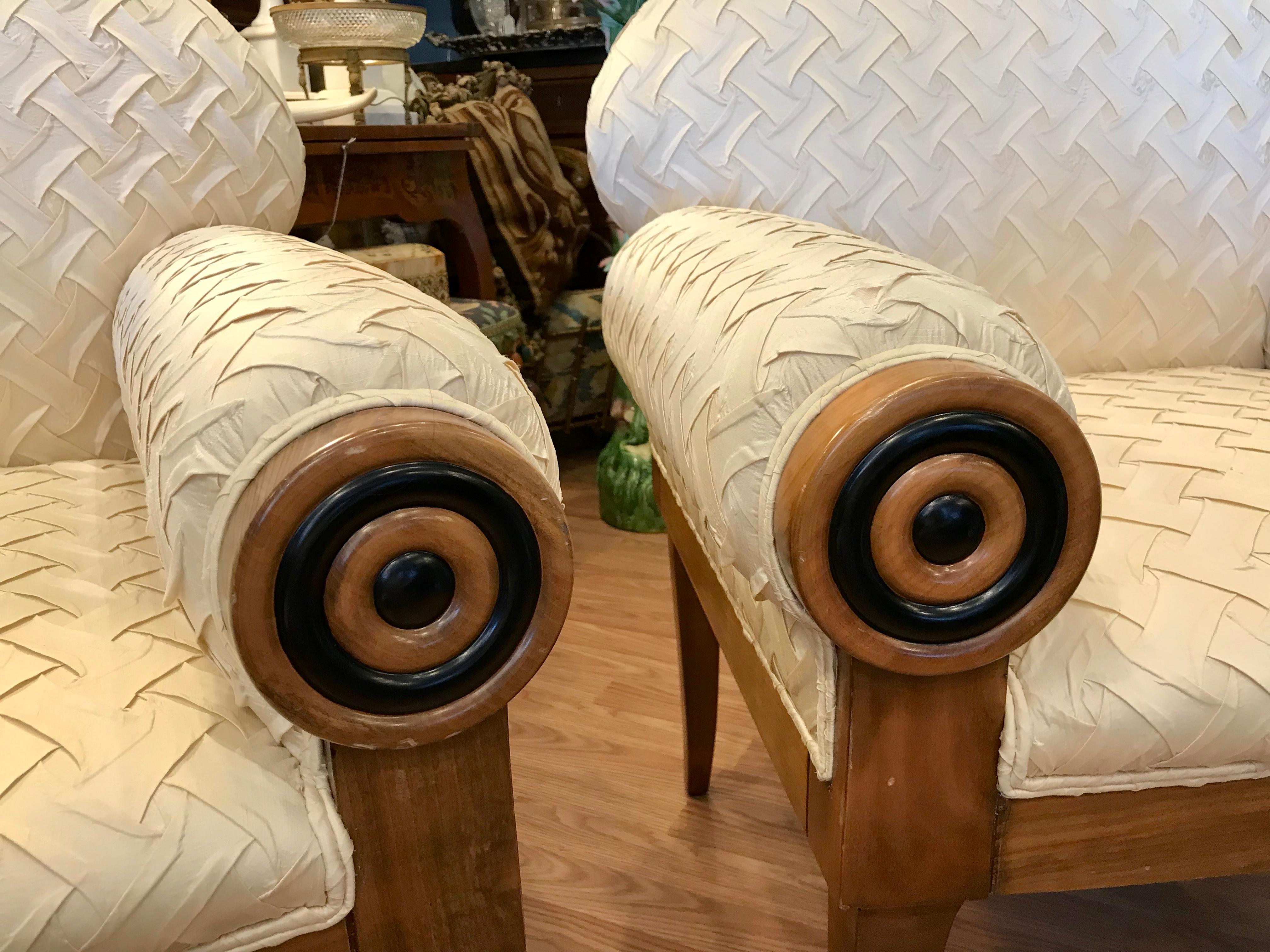 Upholstery Pair of Art Deco Inspired Midcentury Club Chairs