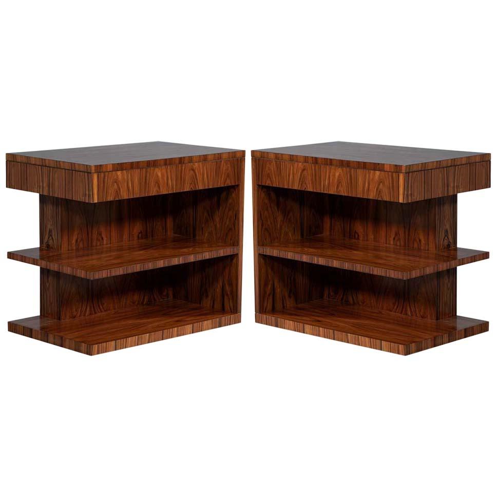 Pair of Art Deco Inspired Nightstand End Tables