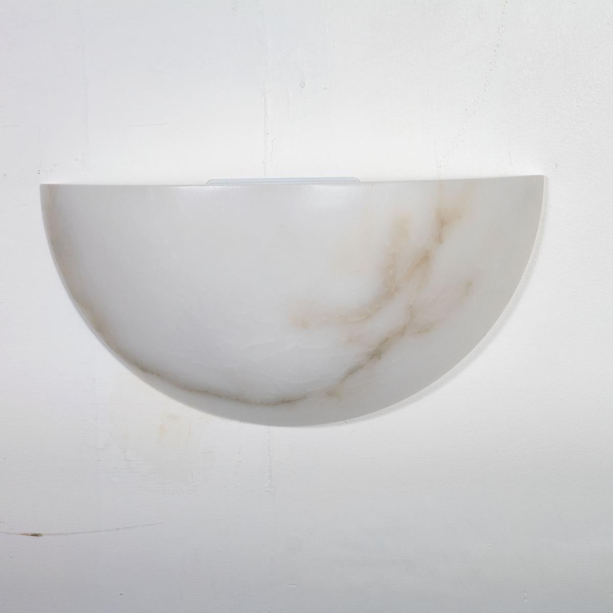 Pair of Art Deco inspired Spanish alabaster sconces For Sale 6