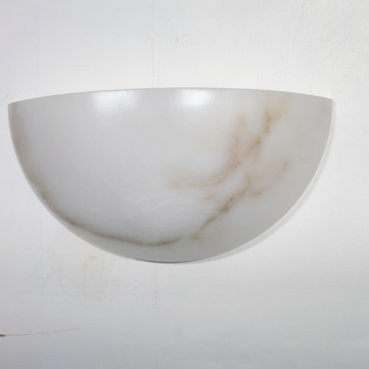 Pair of Art Deco inspired Spanish alabaster sconces For Sale 9