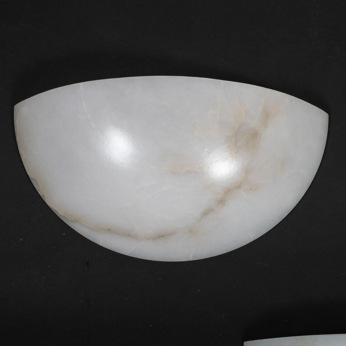 Late 20th Century Pair of Art Deco inspired Spanish alabaster sconces For Sale