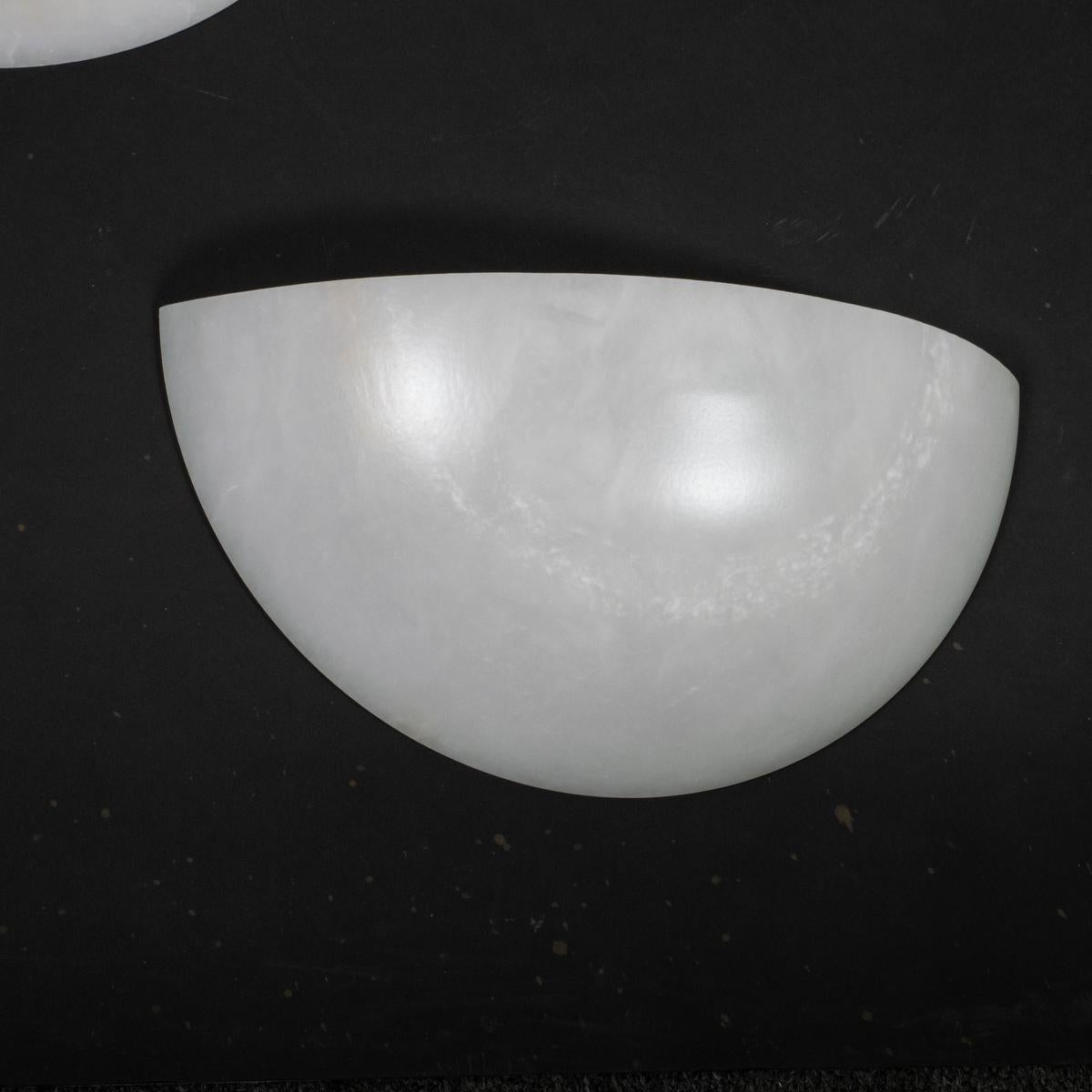 Pair of Art Deco inspired Spanish alabaster sconces For Sale 1