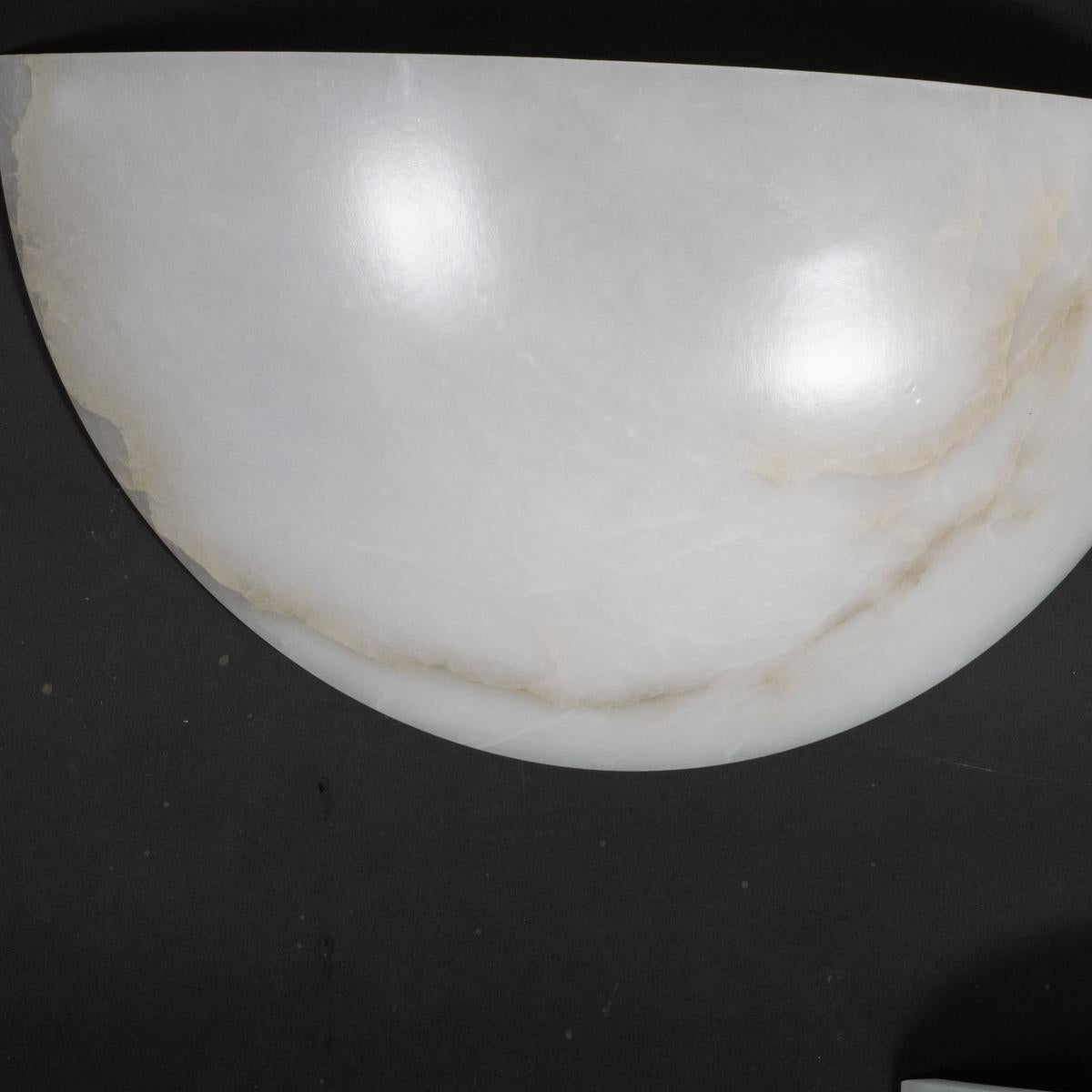 Pair of Art Deco inspired Spanish alabaster sconces For Sale 2