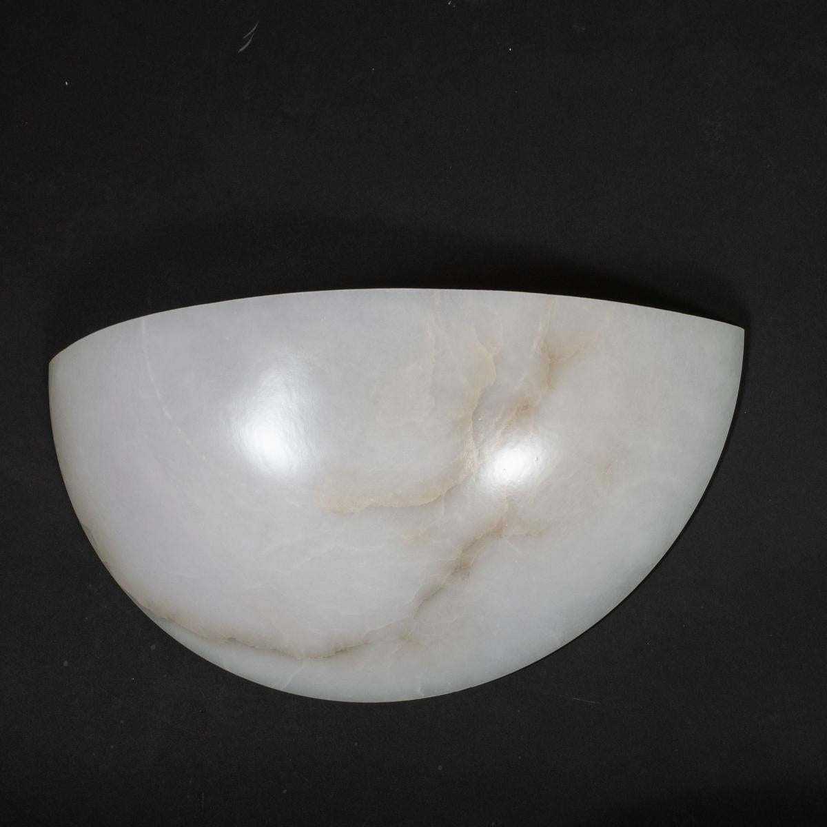 Pair of Art Deco inspired Spanish alabaster sconces For Sale 3