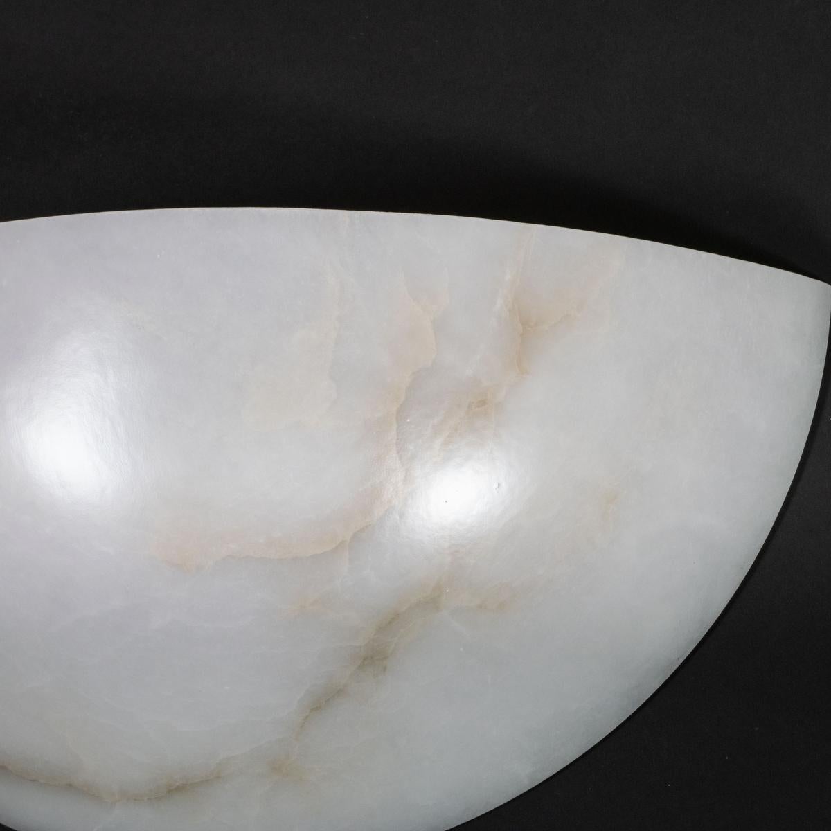 Pair of Art Deco inspired Spanish alabaster sconces For Sale 4